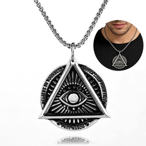 All Seeing Eye Pendant Necklace Stainless Steel Triangle Eye Of Providence Vintage Masonic Faith Quote Jewelry For Men