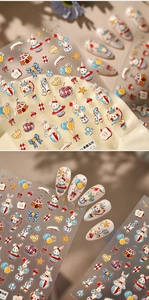 Detail of Circus Rabbit nail stickers with vintage tent and balloon patterns
