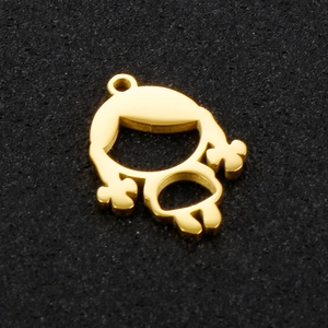 Golden stainless steel hollow girl pendant for necklaces with a polished silhouette finish