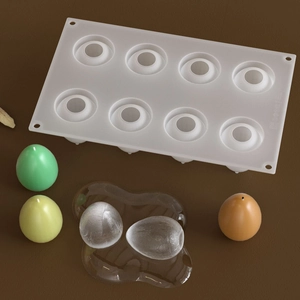 8-cavity egg shaped silicone mold for Easter DIY candles and chocolate mousse cakes