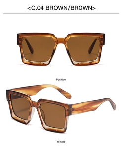 Detail view of vintage amber brown square sunglasses with polarized lenses in 45-degree angle