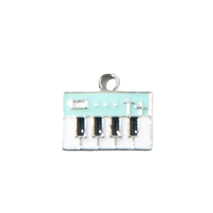 Blue and white enamel keyboard charm pendant with metal ring for DIY jewelry making