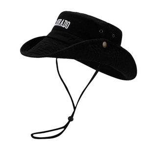 Chapeau de randonnée noir style western avec broderie Colorado et cordon de menton