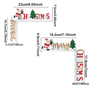 L-shaped wooden Christmas door frame decor with Merry Christmas text and Santa Claus