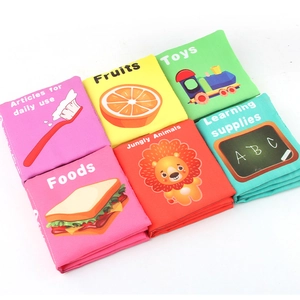 Lot de 6 livres d'éveil en tissu pour bébé avec thèmes éducatifs colorés en anglais