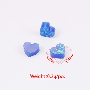 Blue heart-shaped 10mm synthetic opal stones for DIY jewelry making, 0.2g each