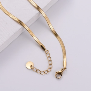 Bracelet chaîne serpent plate en acier inoxydable doré 18 carats avec pendentif romain