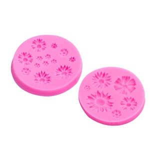 Pink daisy flower silicone molds for chocolate fondant and DIY resin cake decoration