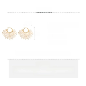 Detailed size and material guide for 18k gold plated star crystal tassel hoop earrings