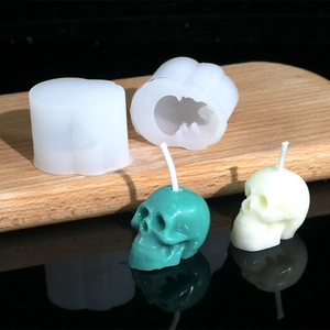 Skull Head Silicone Mold For DIY Scented Candle Making Halloween Decorative Gothic Style Flexible Resin Plaster Tool