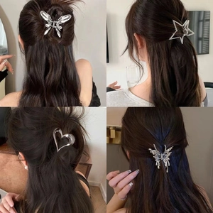 Alloy Butterfly Heart Star Hair Claw Clips Rhinestone Artificial Pearl Tassel Liquid Metal Style Elegant Hair Accessories For Women