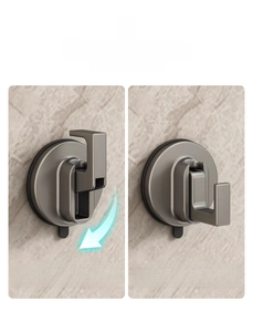 Macro view of suction cup hook installation steps with mechanical vacuum locking base