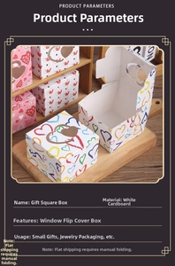 Close-up of heart window gift box made of white cardboard for jewelry and small gifts