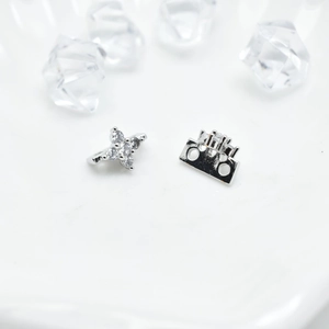 Silver four-pointed star and rectangular charm spacers for pearl bracelet necklace