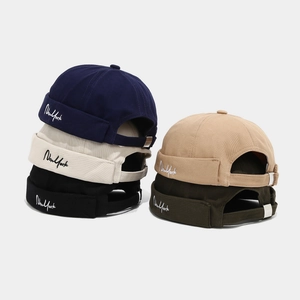 Cotton Brimless Docker Hat Beanie New York Letter Embroidery Adjustable Retro Streetwear Hip Hop For Men Women