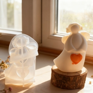 3D angel with heart silicone mold for DIY resin crafts and decorative plaster sculpture