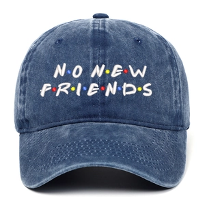 Washed Cotton Baseball Cap Retro Embroidered Slogan Lettering Curved Brim Adjustable Hip Hop Sun Hat Men Women