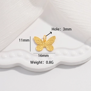 Golden S925 silver bow butterfly charm with dimensions 11x16mm for DIY jewelry making