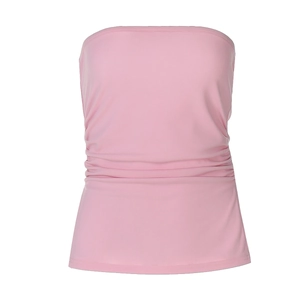 Vue détaillée du haut bustier rose avec texture en tissu élastique et fronces