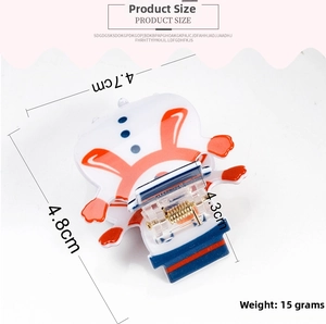 Cute white acrylic hair claw clip with orange crab pattern and blue stripe details