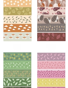 Détails de motifs floraux et naturels sur ruban washi décoratif pour journaling