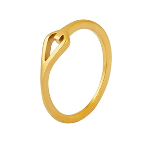 Golden minimalist geometric hollow heart ring in stainless steel for men and women