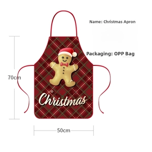 Polyester Christmas apron with gingerbread man print and Merry Christmas text 70x50cm
