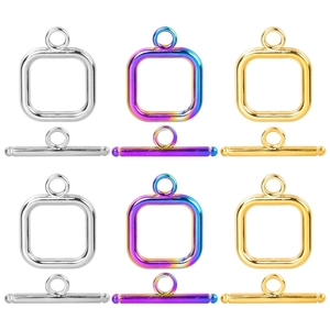 Square Toggle Clasps 304 Stainless Steel Vacuum Plated DIY Jewelry Making Findings Necklace Bracelet Connector Accessories