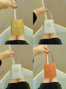 Sparkling rhinestone evening handbag available in gold, silver, white, and orange red