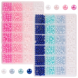 DIY bead set with 6mm ABS pearls in assorted colors for jewelry making within plastic boxes