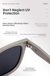 Detail view of durable metal hinges and lightweight TR frame of polarized sunglasses
