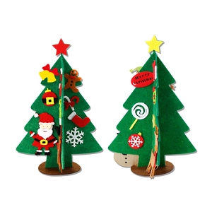 DIY 3D felt Christmas tree ornaments with colorful hanging decorations for kids gifts