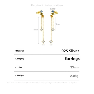 Detail specifications of S925 silver long dangle earrings with colorful zircon stones
