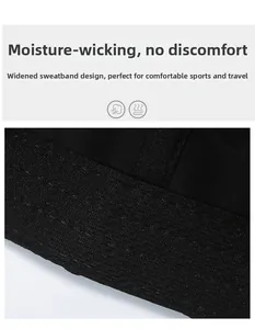 Detail of the widened sweatband with moisture-wicking fabric for sports caps