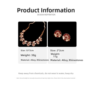 Macro detail of vintage floral rhinestone necklace and earrings with alloy texture