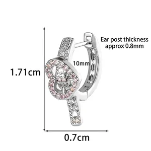 Rosa Herz-Creolen mit Silber-Finish, Höhe 1.71cm und 10mm Innendurchmesser im Überblick