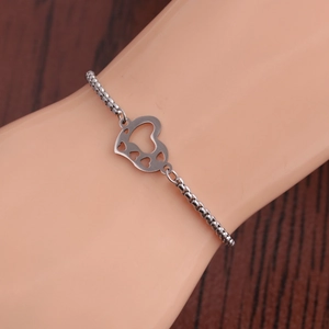 Bracelet Cœur En Acier Inoxydable Pour Femmes Chaîne De Boîte Réglable Bijoux Élégants Pendentif Cœur Creux