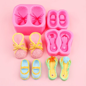 Silicone mold set for 3D baby shoes and flip-flops, perfect for soap and fondant DIY