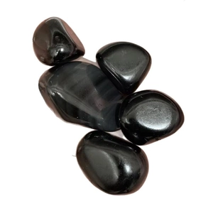 Five polished black natural crystal stones for aquarium and home decor landscape