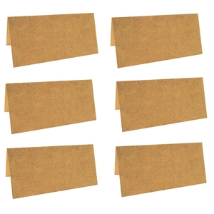 Brown kraft paper folding place cards set of 6 on white background for wedding events