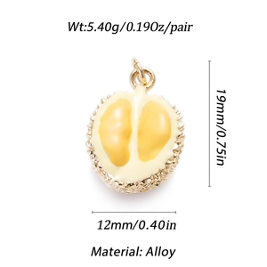 Detailed view of gold alloy durian pendant with dimensions and weight measurements