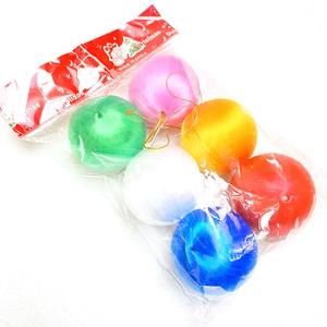Christmas silk thread foam balls set in six colors with gold lanyards for festive decor