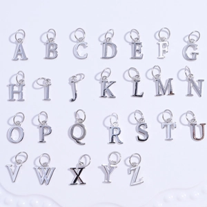 Set de 26 colgantes de letras A-Z en plata de ley S925 pulida para joyería artesanal