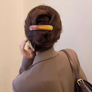 Acetate Hair Clip French Retro Tortoiseshell Leopard Print Curved Spring Barrette For Women Elegant Ponytail Accessory