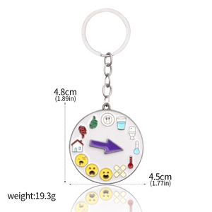 Detailed view of emotion spinner keychain with 4.5cm diameter and rotating arrow indicator