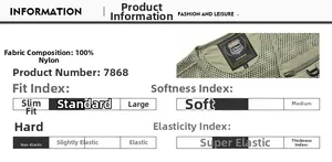 Vue détaillée du gilet tactique en maille kaki fabriqué en nylon 100% léger de qualité
