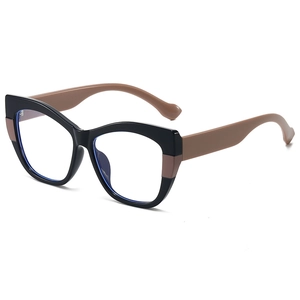 Lunettes anti-lumière bleue œil de chat avec monture bicolore noire et marron