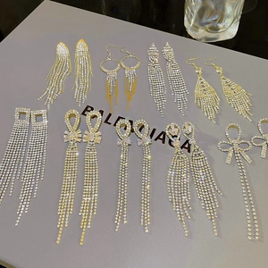 Elegant Long Tassel Earrings Copper Zircon Faux Artificial Pearl Korean Style For Women With 925 Sterling Silver Earring Post