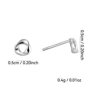 Minimalist S925 sterling silver twisted stud earrings for women with 0.5cm diameter