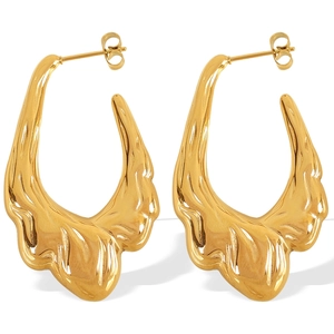 Lava hollow stud earrings in 18K gold plated stainless steel with irregular design